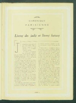 Chronique pairsienne : Livres de jadis et livres futurs