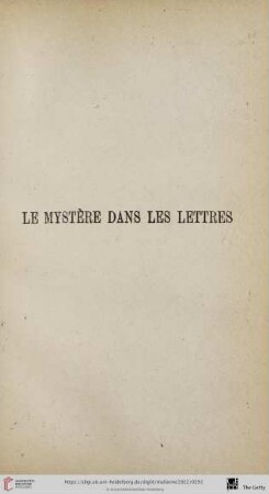 Le mystère dans les lettres
