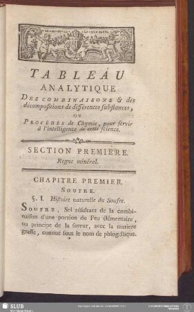 Section Premiere. Regne minéral