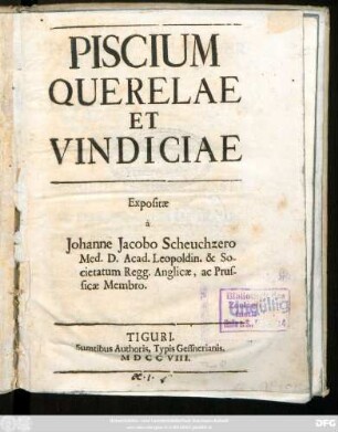 Piscium Querelae Et Vindiciae