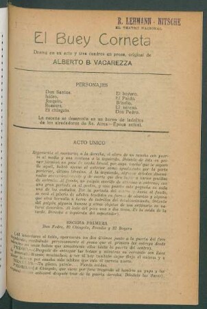 1918002500: El buey Corneta : drama en un acto y tres cuadros en prosa