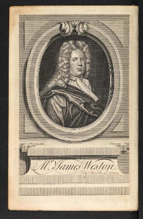 Porträt James Weston : Foto-/Bildersammlung Stenografische Sammlung. Porträt James Weston. Kupferstich (1748). Dresden: SLUB P a 0783