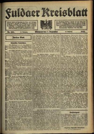 Zweite Ausgabe vom Mittwoch, den 07. Dezember 1910.