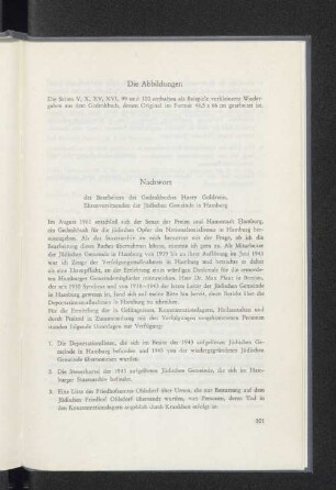 Nachwort des Bearbeiters des Gedenkbuches Harry Goldstein, Ehrenvorsitzenden der Jüdischen Gemeinde in Hamburg