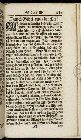 Danck-Gebet nach der Pest.