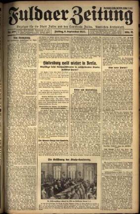 Ausgabe vom Freitag, den 09. September 1932.