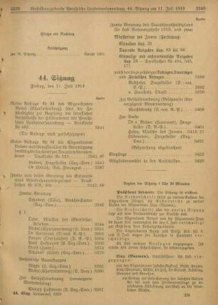44. Sitzung, Freitag den 11. Juli 1919