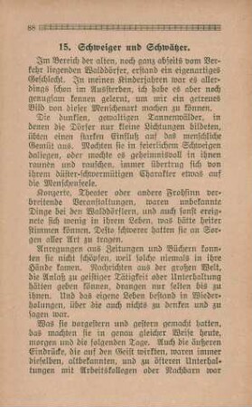 15. Schweiger und Schwätzer
