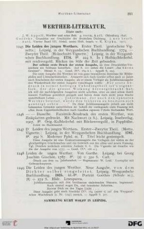 Werther-Literatur (Nr. 1245-1319)