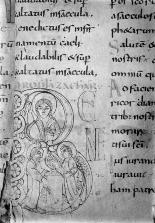 Psalter von Corbie — Initiale B mit Pantokrator, Folio 136 recto