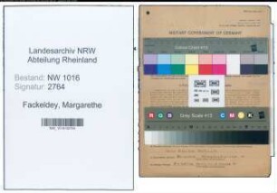 Entnazifizierung Margarethe Fackeldey , geb. 26.06.1894 (Hutmacherin)