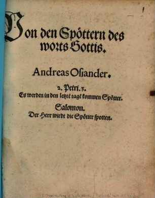 Von den Spœttern des worts Gottis