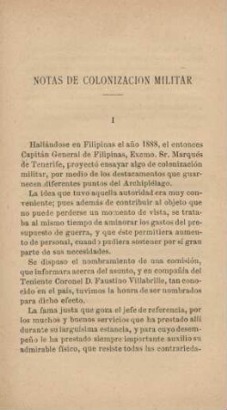 Notas de colonización militar