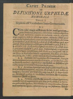 Caput Primum De Definitione Urphedae Nominali.
