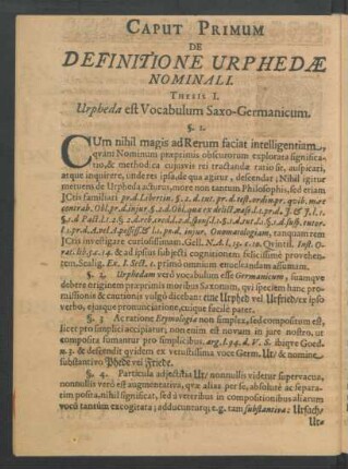 Caput Primum De Definitione Urphedae Nominali.