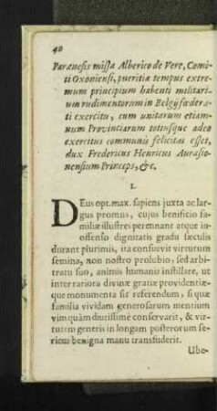 Paranesis mista Alberico de Vere, Comiti Oxoiensi ....