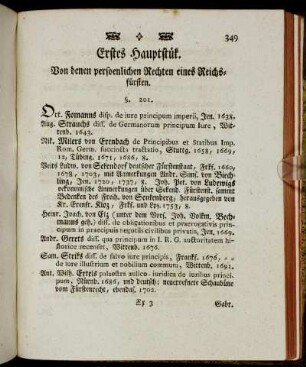 Erstes Hauptstük. Von denen persoenlichen Rechten eines Reichsfürsten