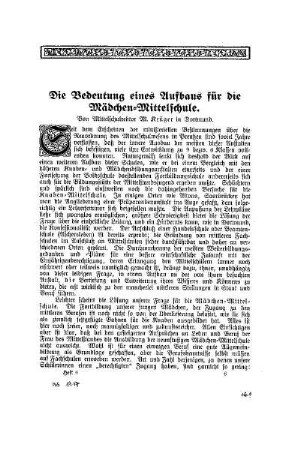 Die Bedeutung eines Aufbaus für die Mädchen-Mittelschule