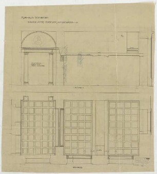 Thiersch, Friedrich von; Wiesbaden; Kurhaus - Korridor mit Garderobe, Südwest (Grundriss, Ansicht)