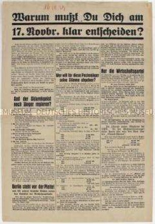 Sonderdruck der Reichspartei des deutschen Mittelstandes (Wirtschaftspartei) zur Kommunalwahl in Berlin 1929