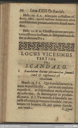 Locus Vicesimus Tertius. De Scandalo