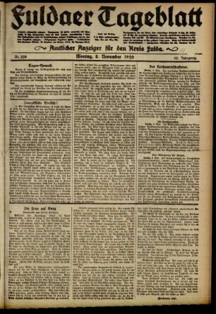 Ausgabe vom Montag, den 08. November 1920.