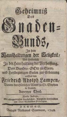 Geheimniß des Gnaden-Bunds. Theil 2.