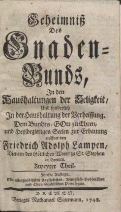 Geheimniß des Gnaden-Bunds. Theil 2.