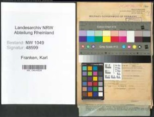 Entnazifizierung Karl Franken , geb. 12.09.1892 (Beamter)