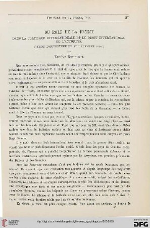 9: Du role de la femme dans la politique internationale et le droit international de l'antiquité : (leçon d'ouverture du 17 décembre 1898)