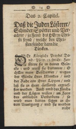 Das 2. Capitel. Daß die Juden Lästerer/ Schinder/ Spötter und Verachter/ ...