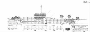 Kornwestheim Pbf: Neubau Stellwerk "KA" Rbf.Kornwestheim Ansicht Gleisseite, Plan Nr.1D Nebengeb.