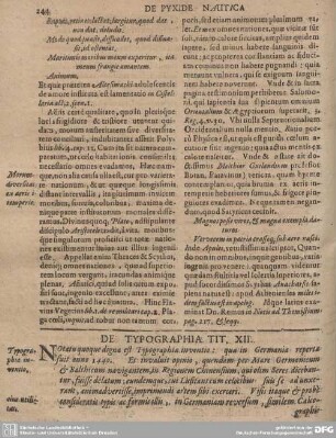 De Typographia Tit. XII.