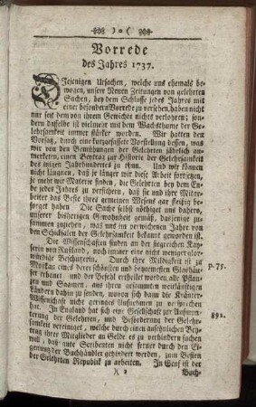 Vorrede des Jahres 1737.