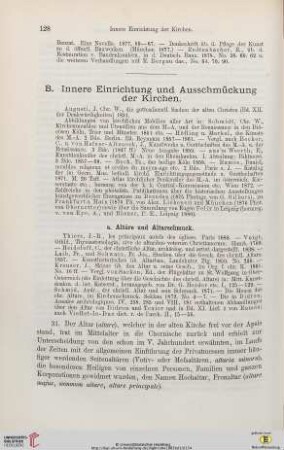 B. Innere Einrichtung und Ausschmückung der Kirchen