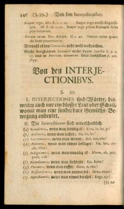 Sect. VIII. Von den Interjectionibus.