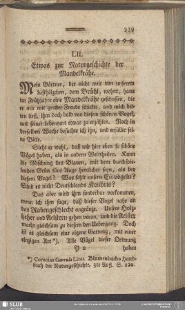 LII. Etwas zur Naturgeschichte der Mandelkrähe
