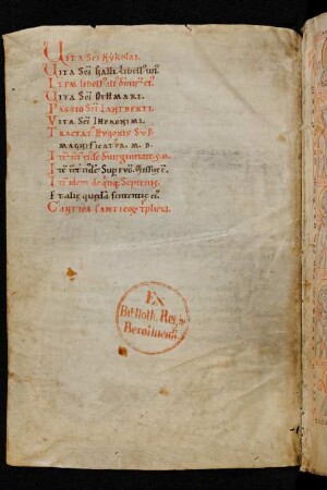 Inhaltsverzeichnis (12. Jh.)
