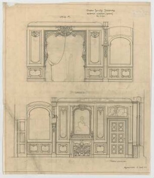 Thiersch, Friedrich von; Münsing / Starnberger See (Bayern); Schloss Seeburg, Umbau - Wände im Salon (Ansichten)