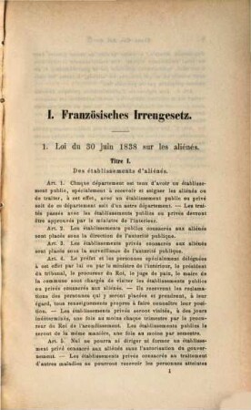 Die Irrengesetze in Frankreich, Genf, den Niederlanden, England, Norwegen, Belgien u. Schweden