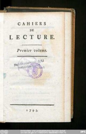 1.1793: Cahiers de lecture