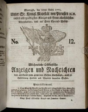 No. 12. Montags, den 20ten Martii 1775