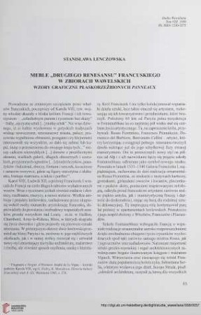 8: Meble "drugiego renesansu" francuskiego w zbiorach wawelskich : Wzory graficzne płaskorzeźbionych "panneaux"