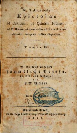 Epistolae ad Atticum, ad Quintum fratrem, ad M. Brutum et quae vulgo ad familiares dicuntur, 4