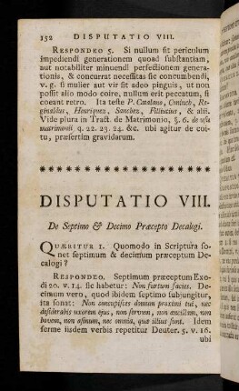 152-184, Disputatio VIII.