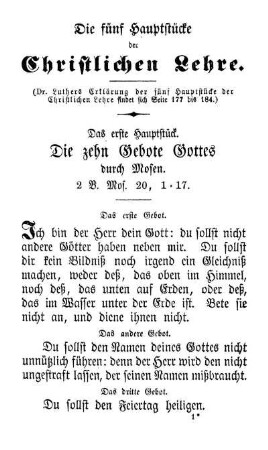 Die fünf Hauptstücke der Christlichen Lehre