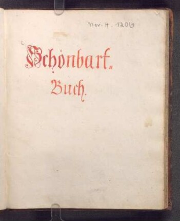 Titelblatt: Schoenbart-Buch