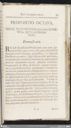 Propositio Octava. Theol. Pseudorthod. speciatim Schelwig. Est Calumniatrix
