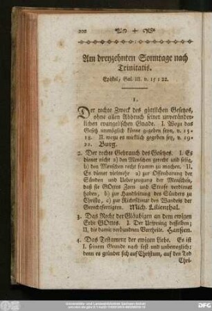 Am dreyzehenten Sonntage nach Trinitatis. Epistel, Gal. III. v. 15 - 22.