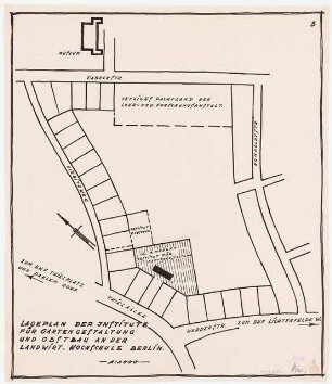 Landwirtschaftliche Hochschule, Berlin-Dahlem Institut für Gartengestaltung und Obstbau: Lageplan 1:1000